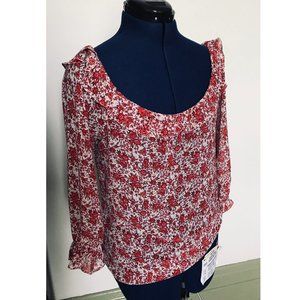 Varadero shoulder off chiffon white/red blouse S